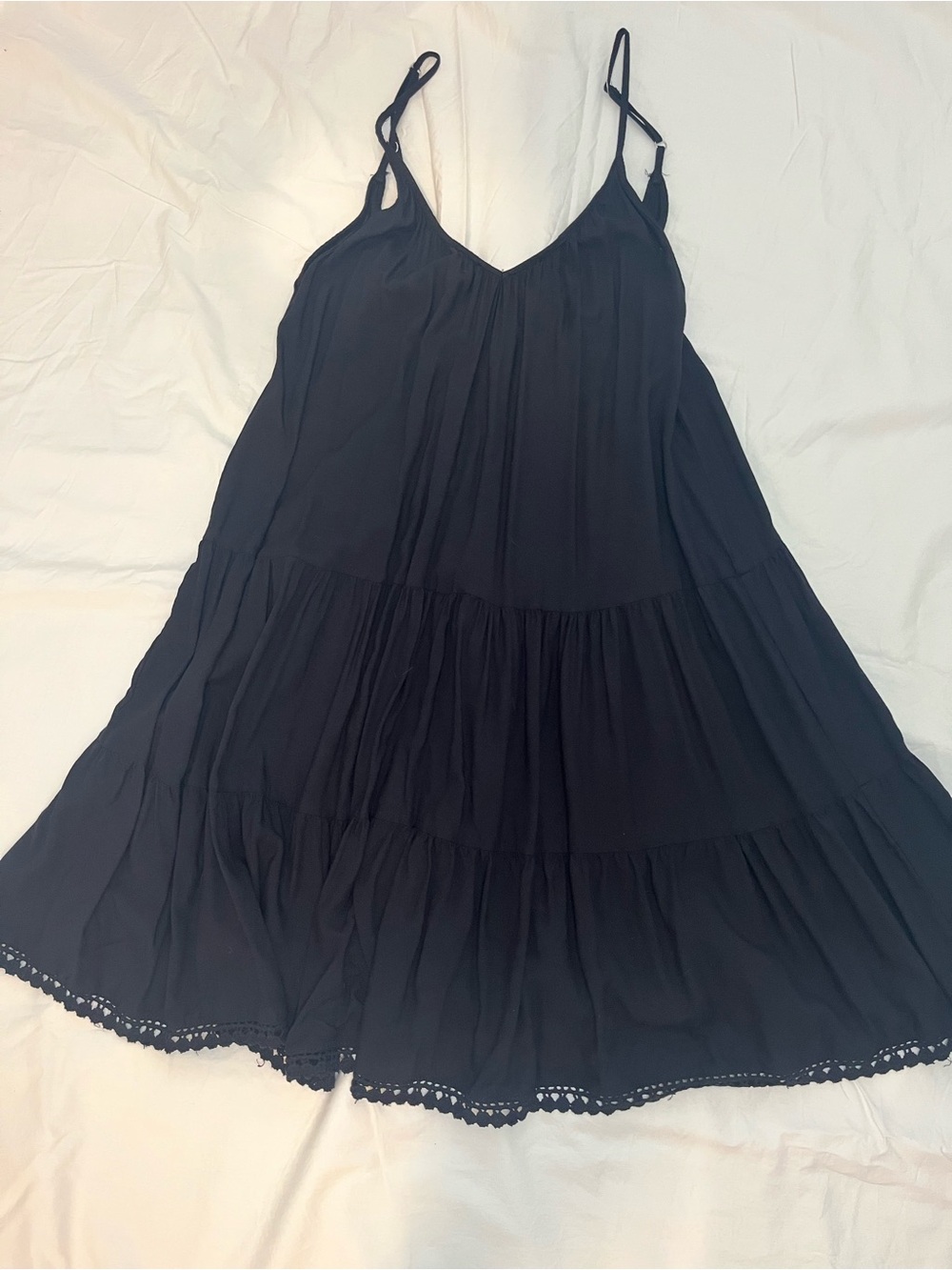 Black Spaghetti-Strap Tiered Dress - Women